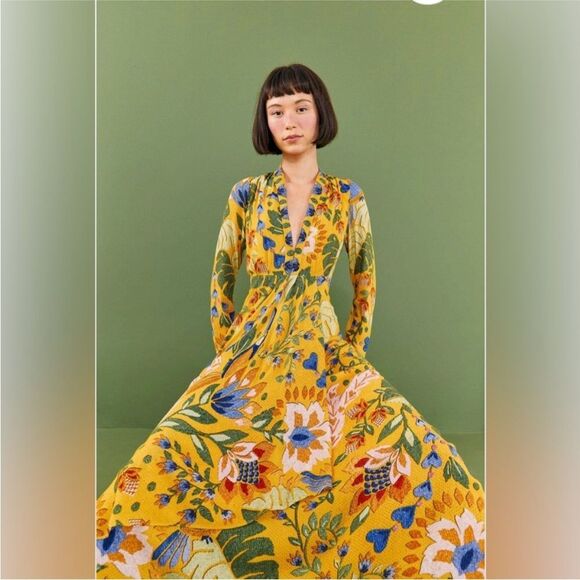 FARM Rio Yellow Summer Garden Maxi Dress Small - worn once - Picture 10 of 10